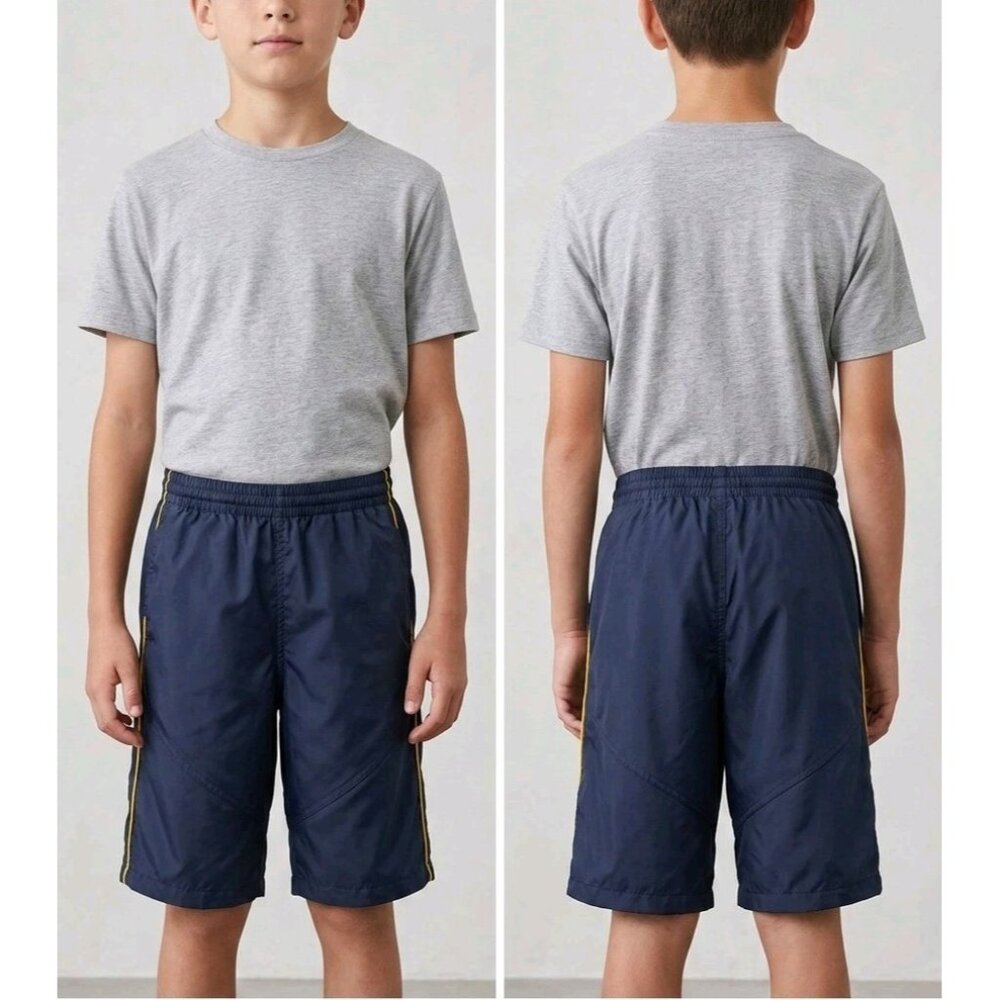 VTG Sportrax Boys 10-12 Zip Off Nylon Shorts Navy Yellow NO LEGS Y2K Windbreaker
